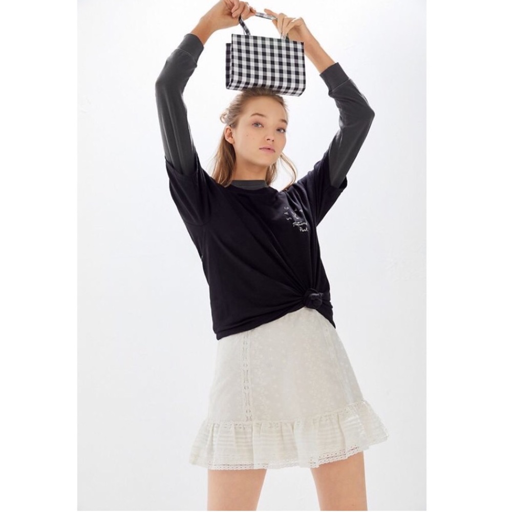 UO Victorian Eyelet Ruffle Mini Skirt